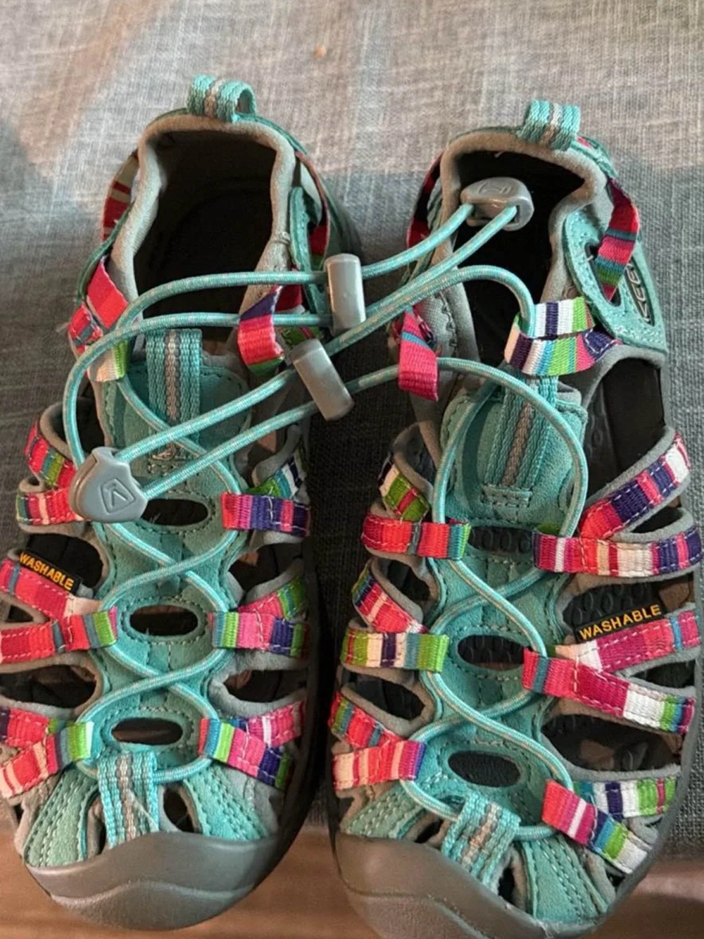 Girls Teal Multi-Color Outdoor Sport Sandals